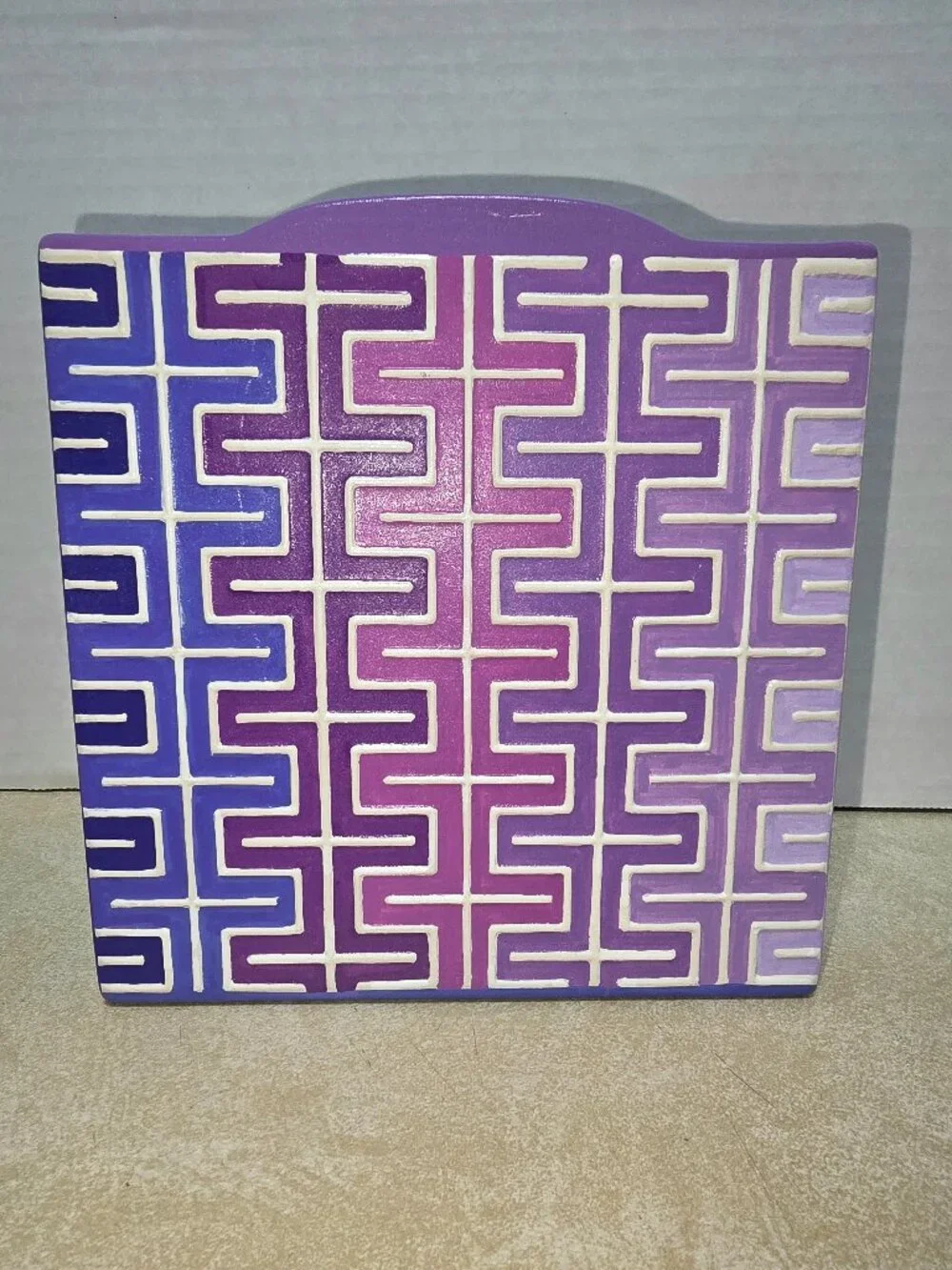 Shade of Purple One of a kind Hand Painted Embossed Jonathan Adler Designed Vase